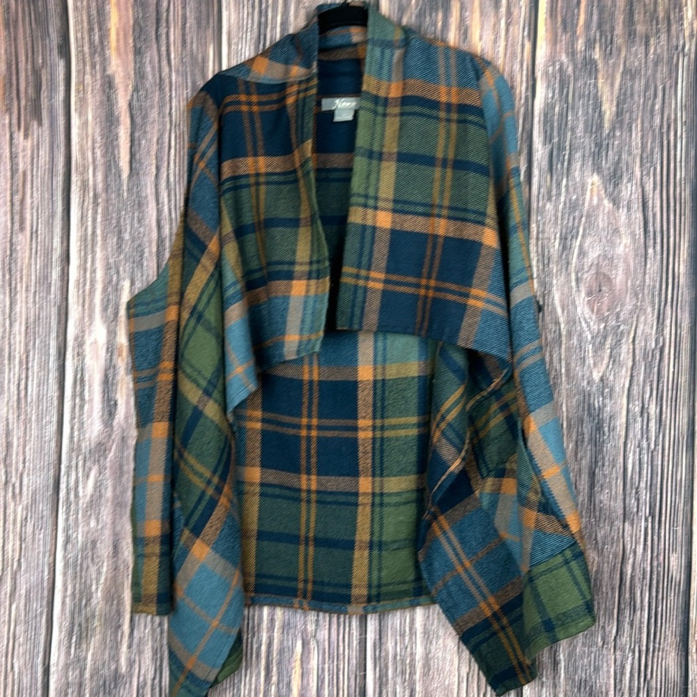 Women’s Naturals Plaid Cardigan Vest - Size 1X